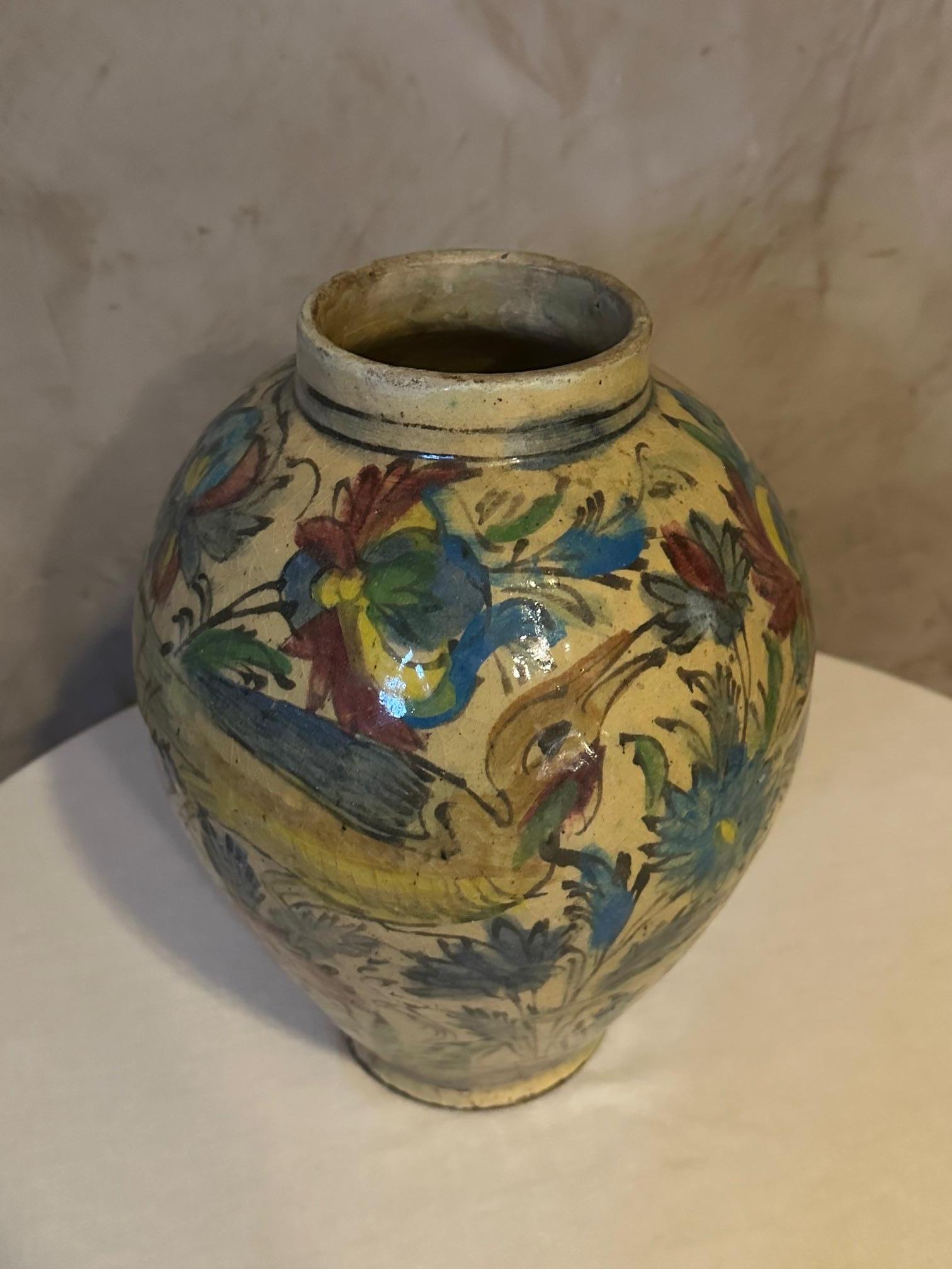 Perse Vase en poterie persane de la Dynasty Qajar, début du 20e siècle, années 1900 en vente