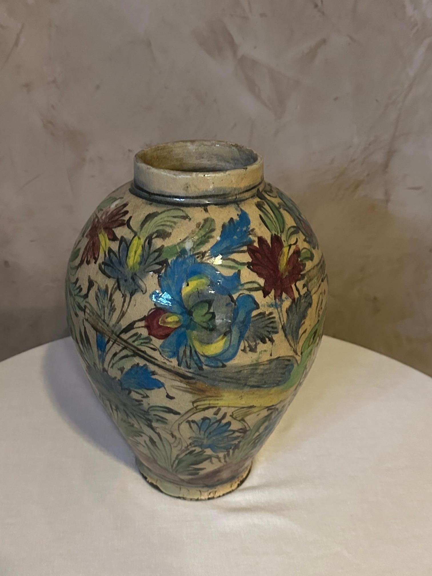 Early 20th century Persian Qajar-Dynasty Pottery Vase, 1900s For Sale 1