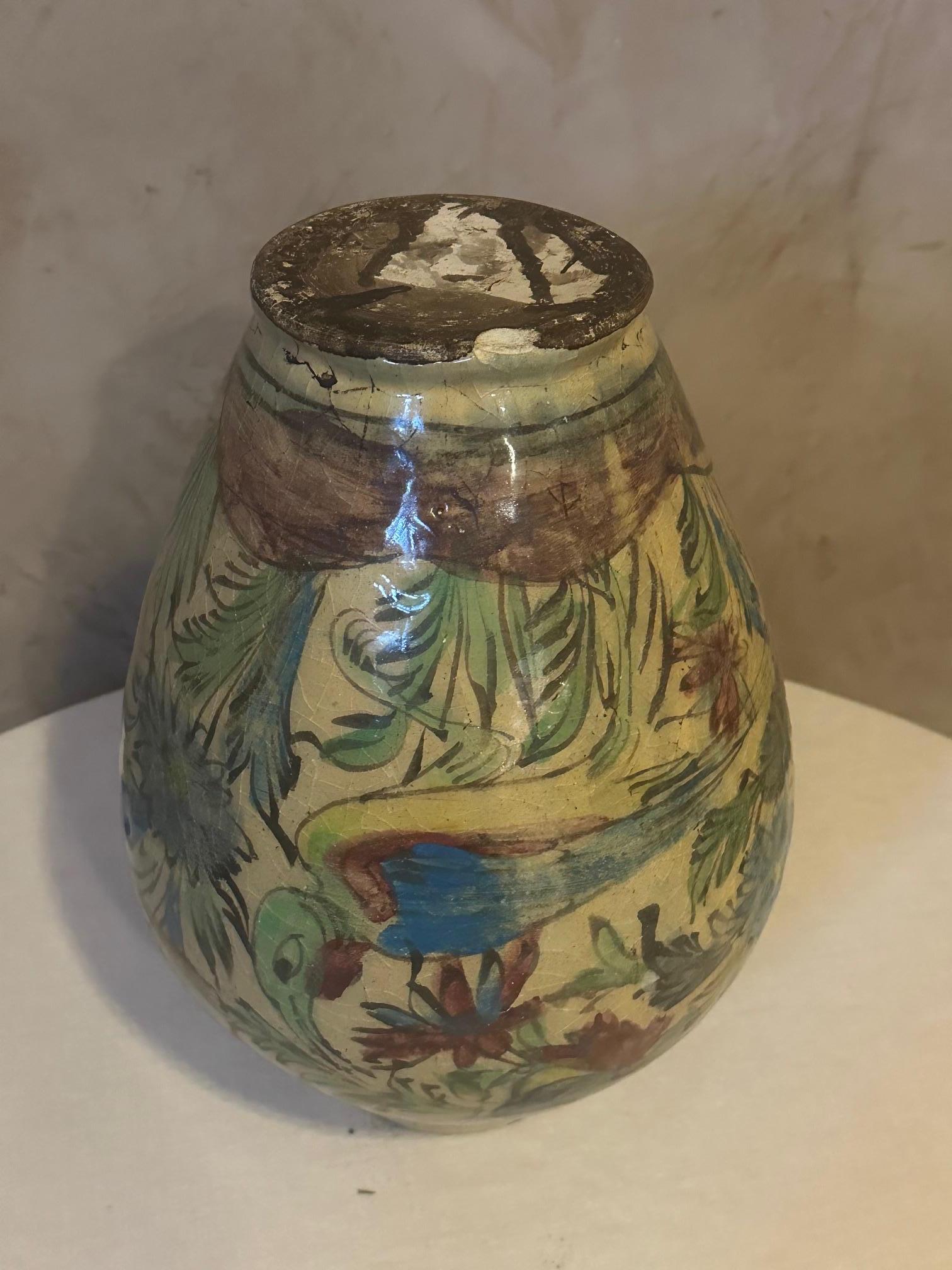 Early 20th century Persian Qajar-Dynasty Pottery Vase, 1900s For Sale 2