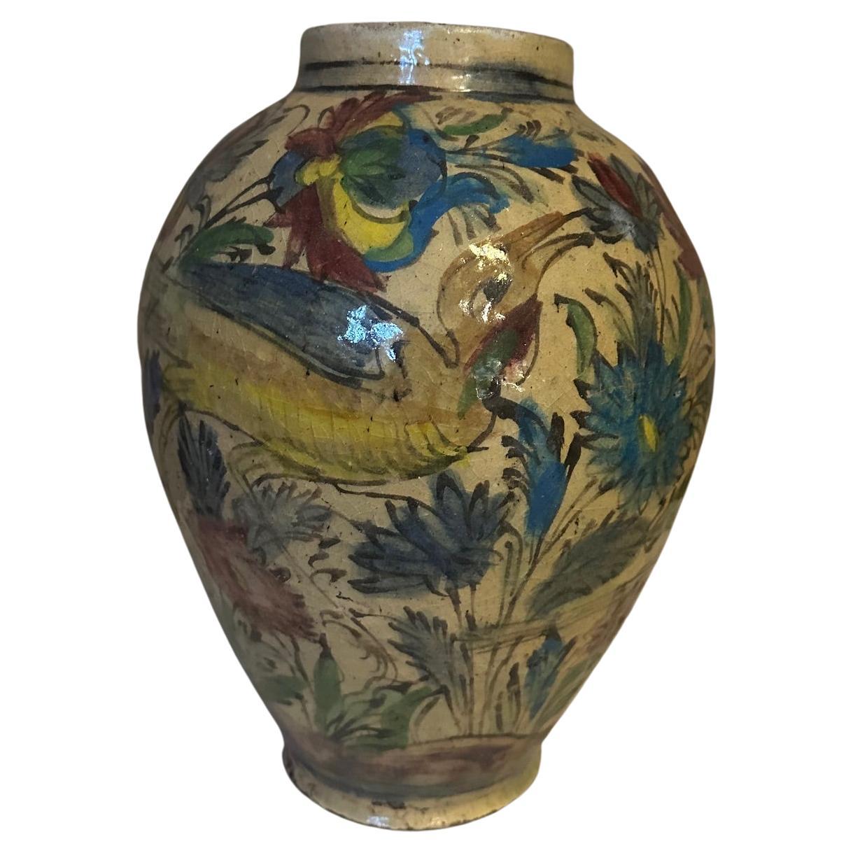 Early 20th century Persian Qajar-Dynasty Pottery Vase, 1900s For Sale