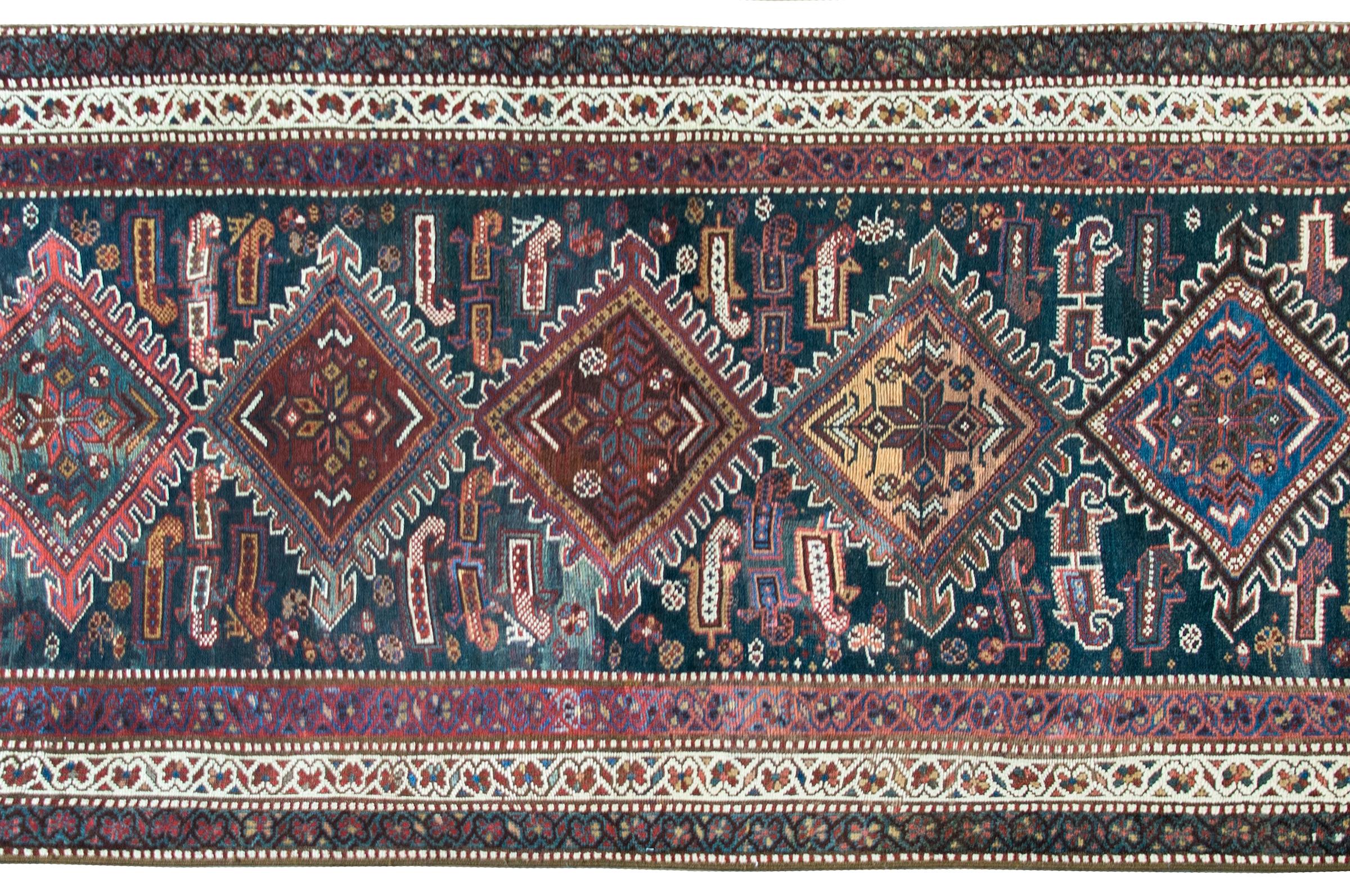 Tribal Early 20th Century Persian Qashqai Runner For Sale