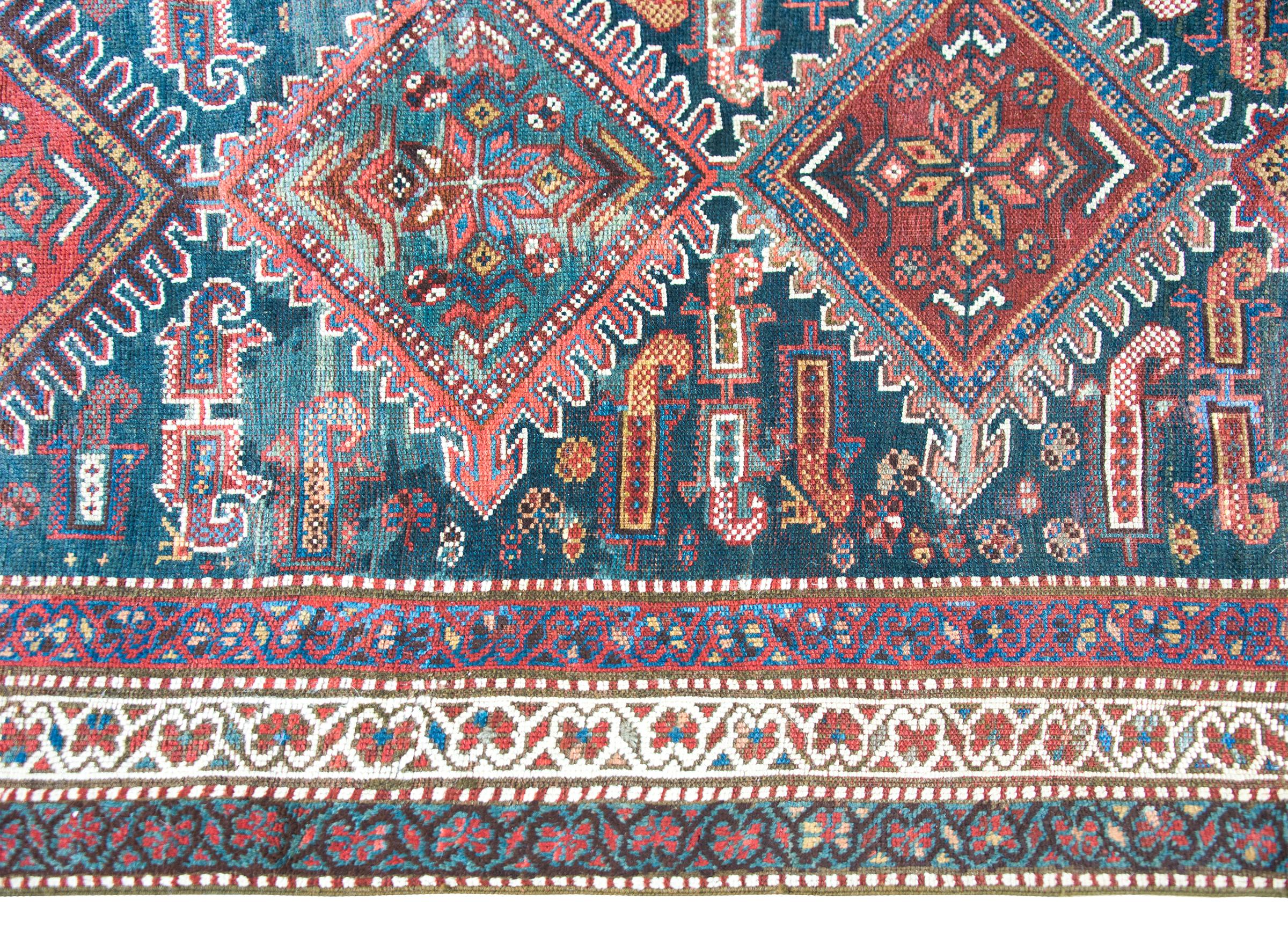 Hand-Knotted Early 20th Century Persian Qashqai Runner For Sale