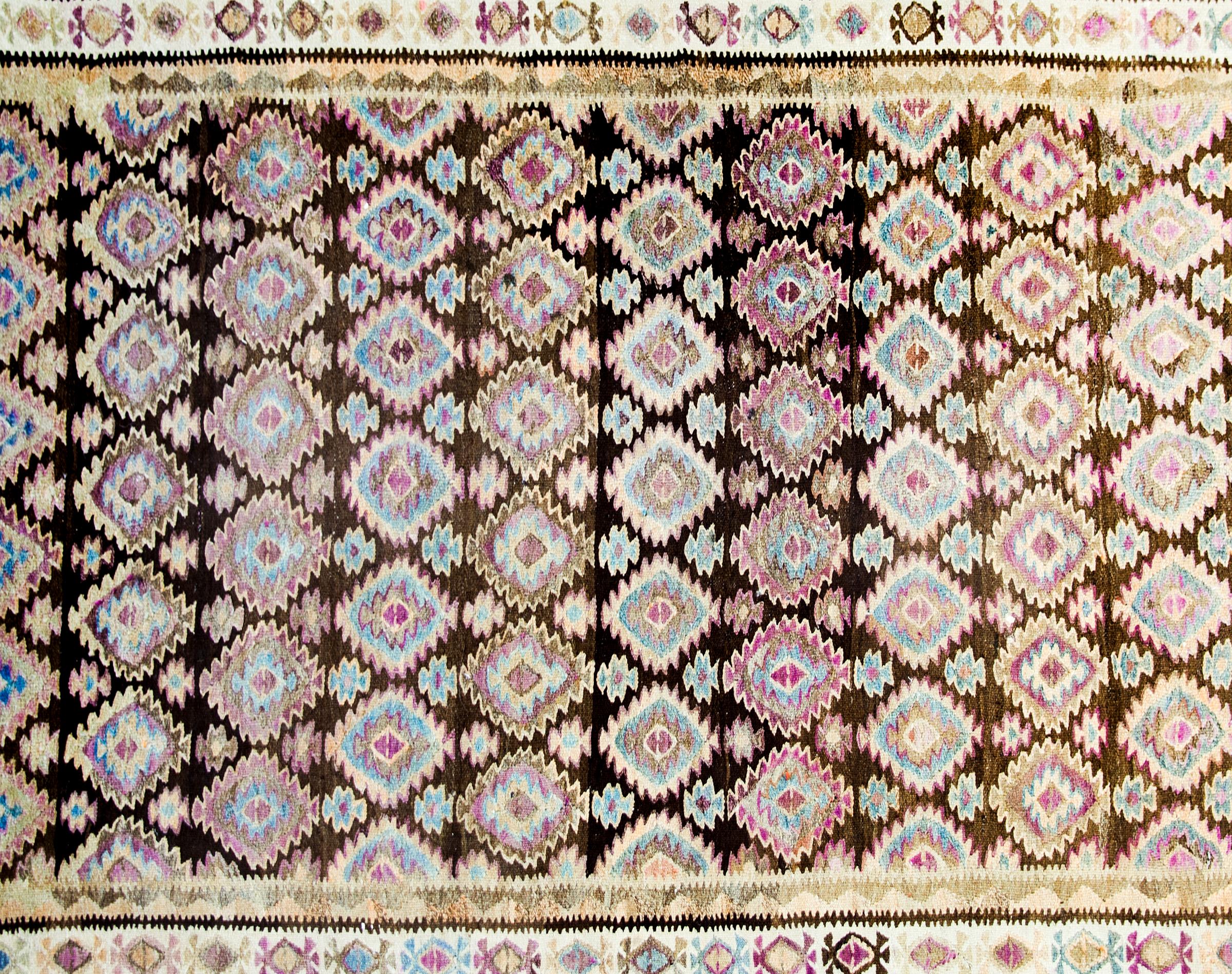 Hand-Knotted Early 20th Century Persian Qazvin Kilim For Sale