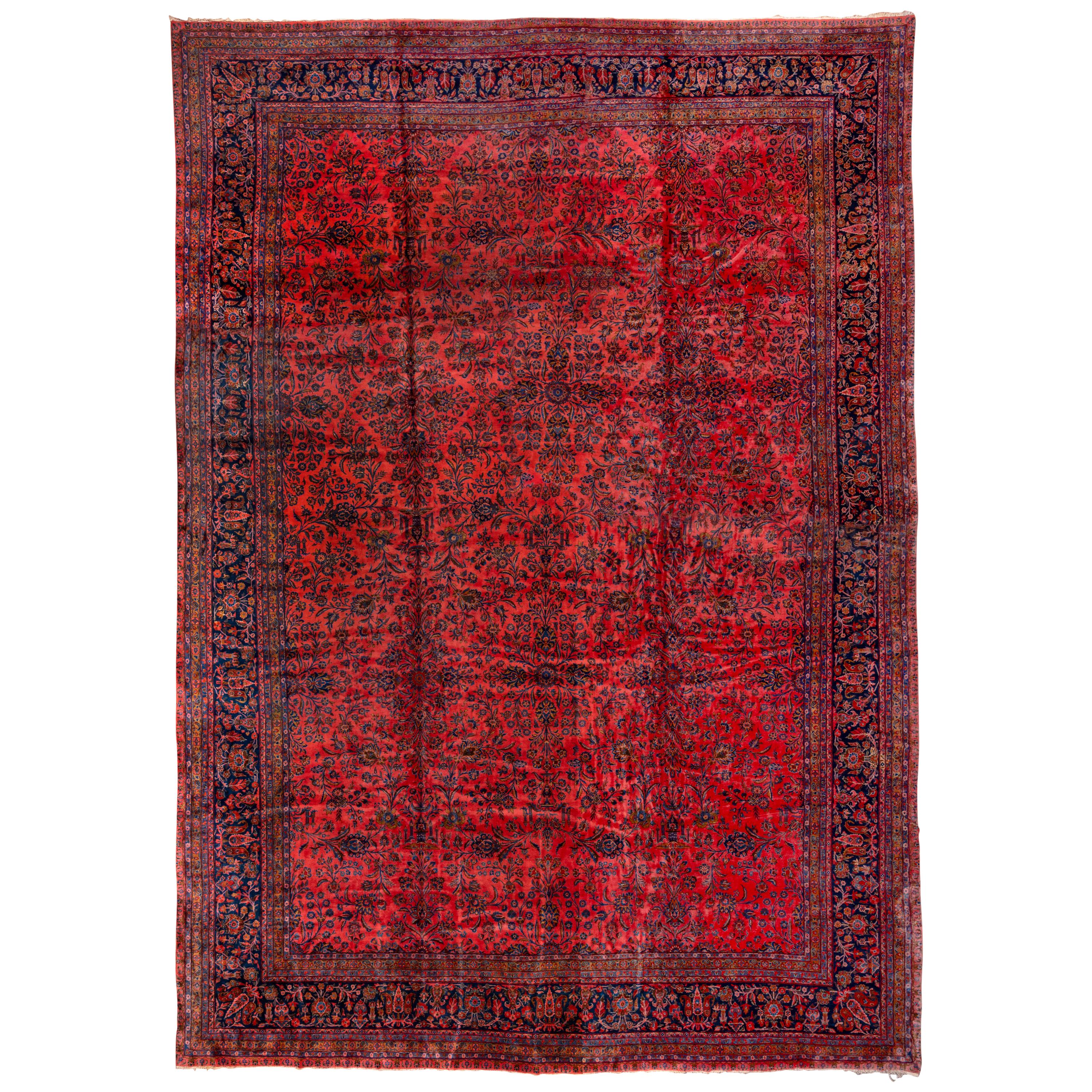 Early 20th Century Persian Red Kashan Mansion Carpet