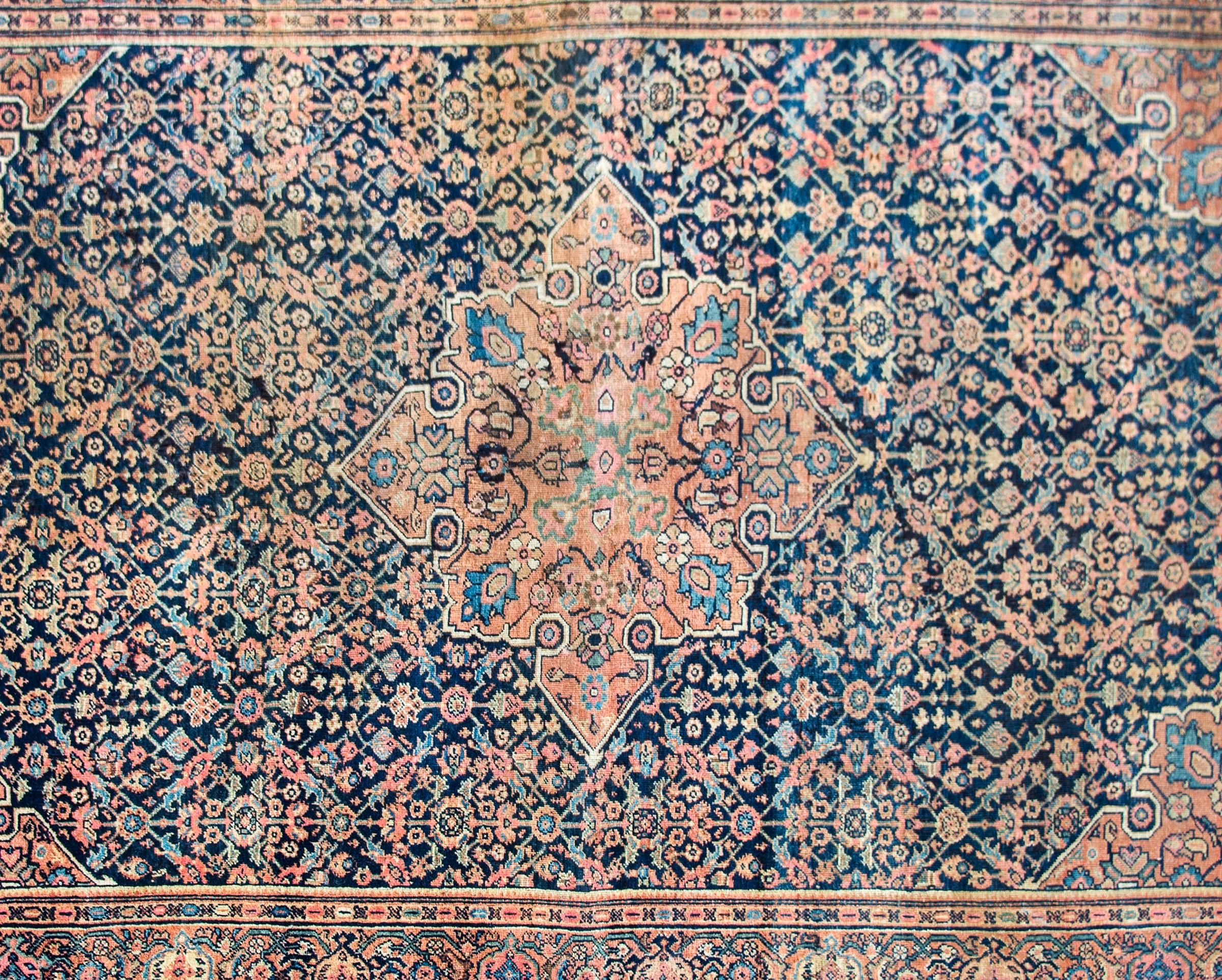Hand-Knotted Early 20th Century Persian Sarouk Farahan For Sale