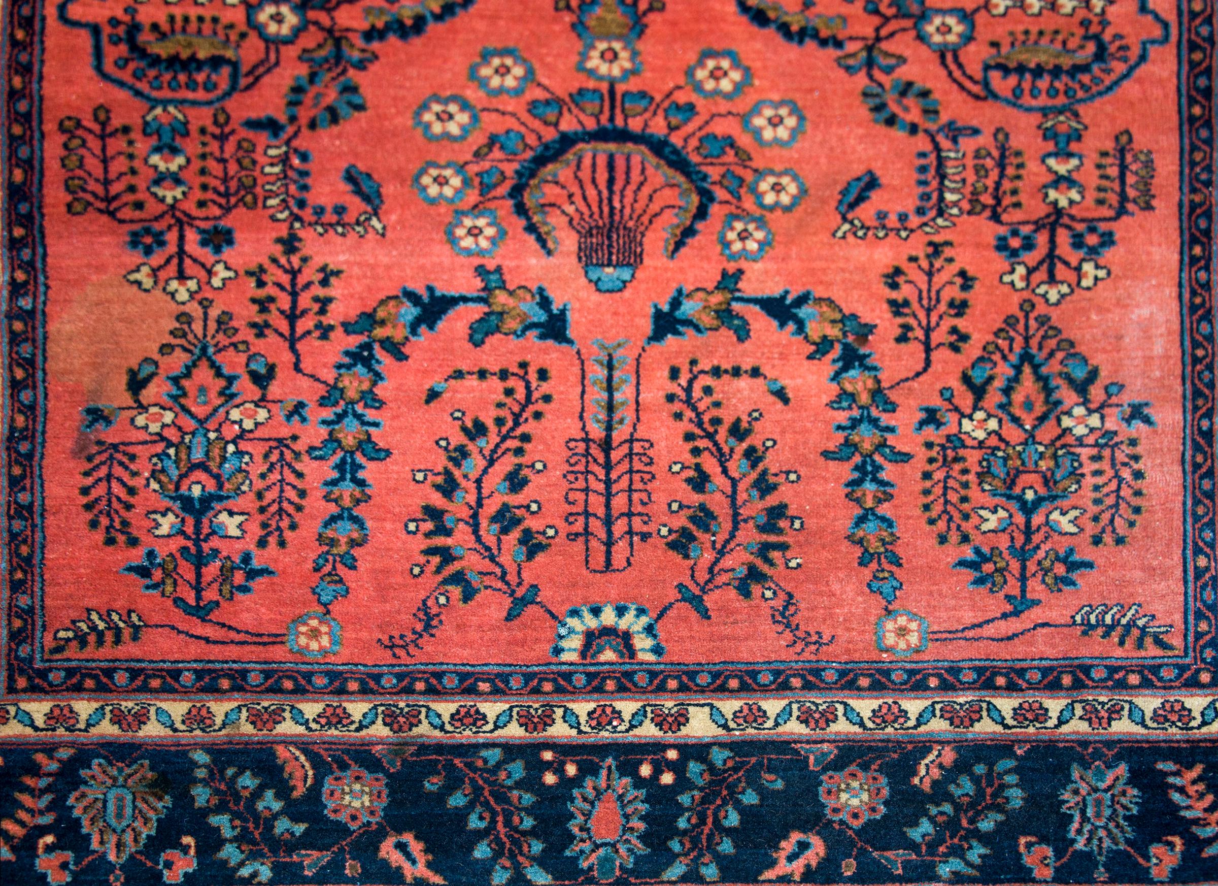 Hand-Knotted Early 20th Century Persian Sarouk Mohajeran Rug For Sale