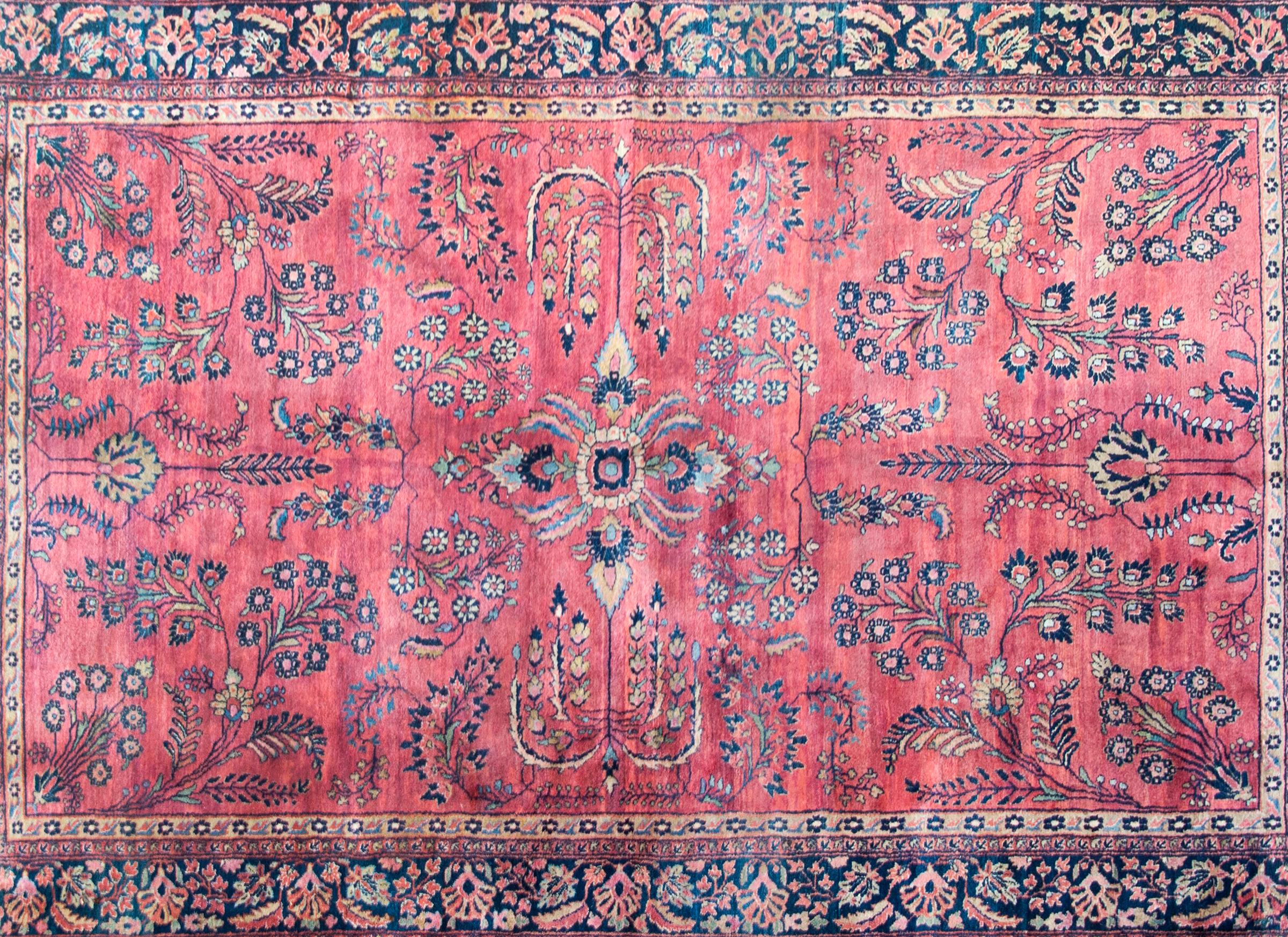 Hand-Knotted Early 20th Century Persian Sarouk Mohajeran Rug For Sale