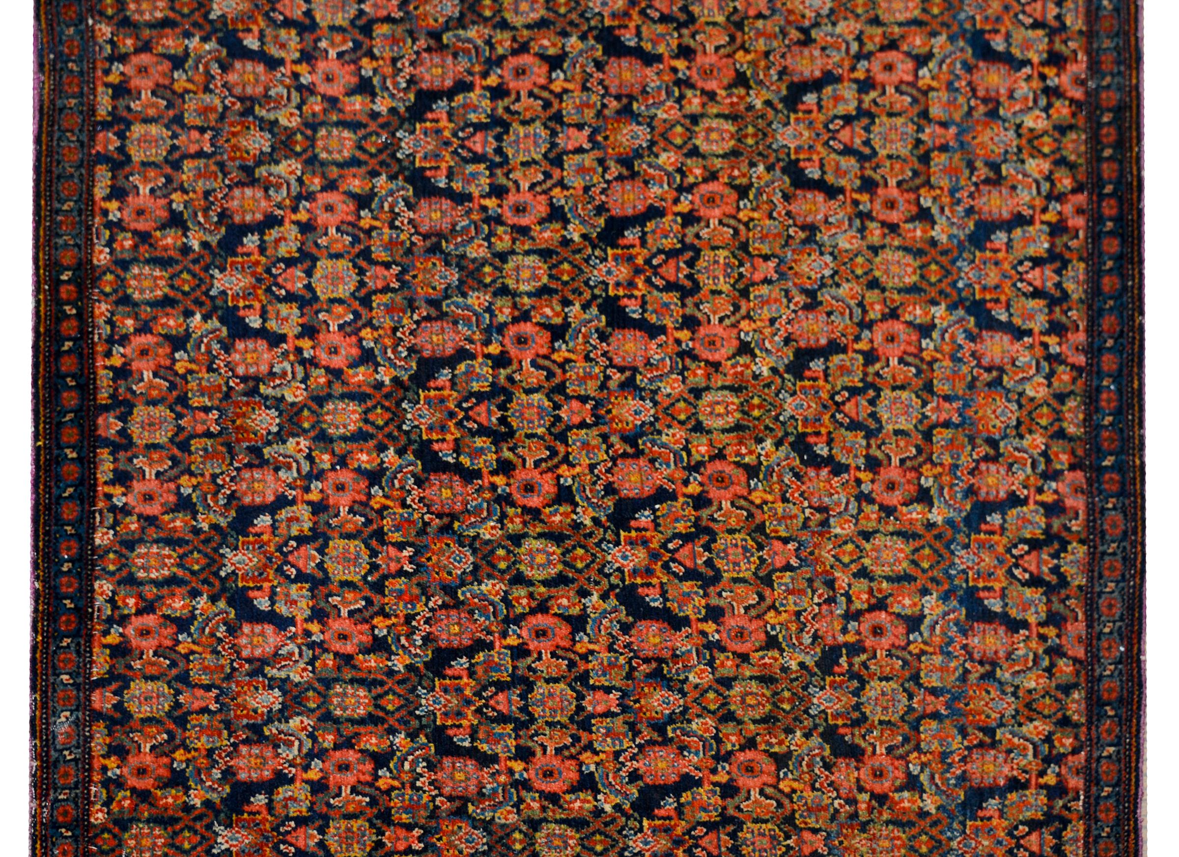 Hand-Knotted Early 20th Century Persian Senneh Rug For Sale
