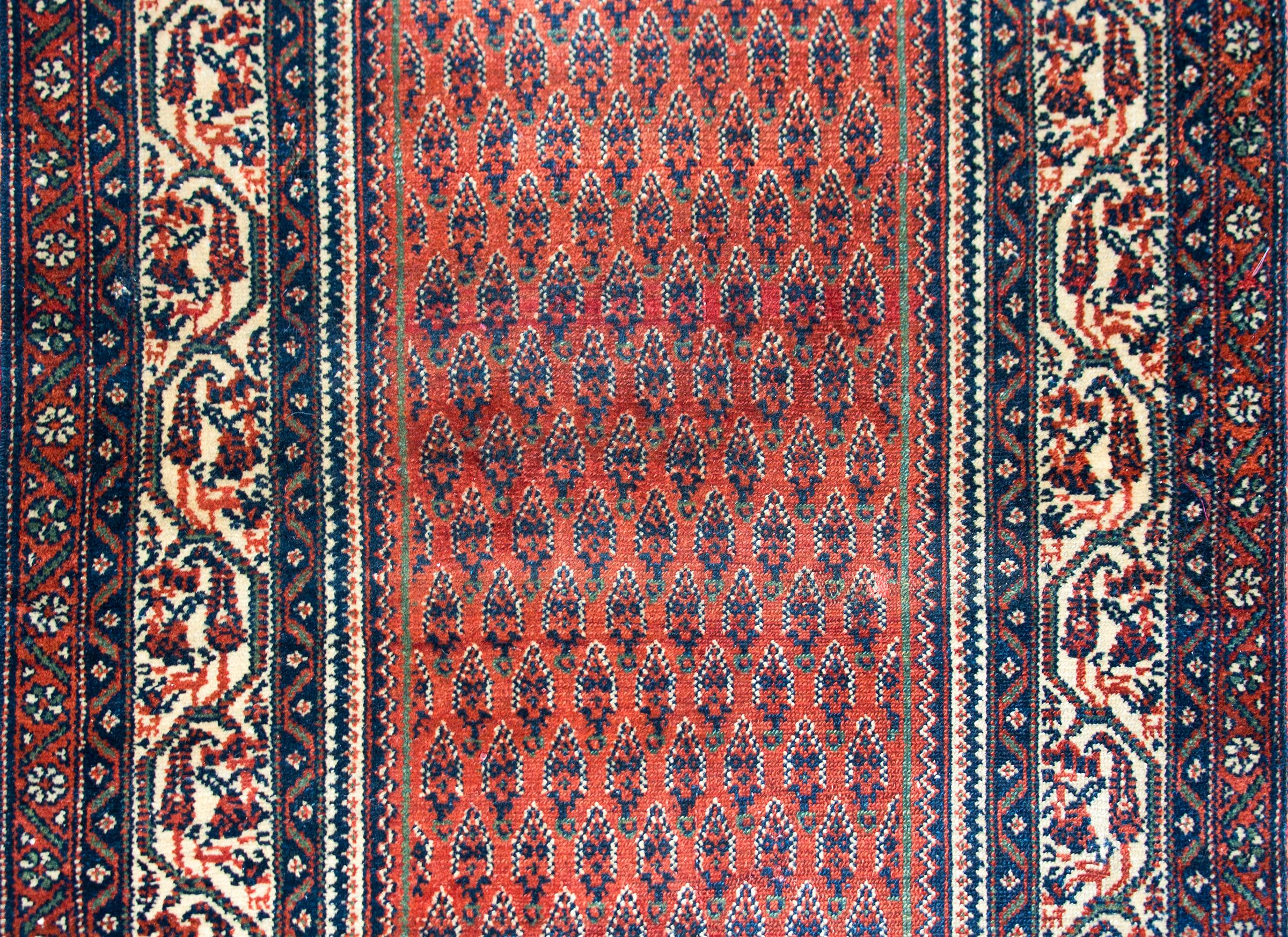 Hand-Knotted Early 20th Century Persian Seraband Rug For Sale