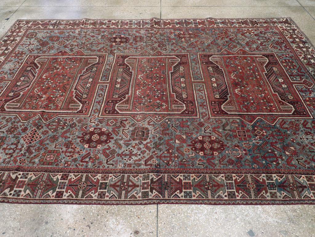 Hand-Knotted Early 20th Century Persian Shiraz Accent Carpet For Sale
