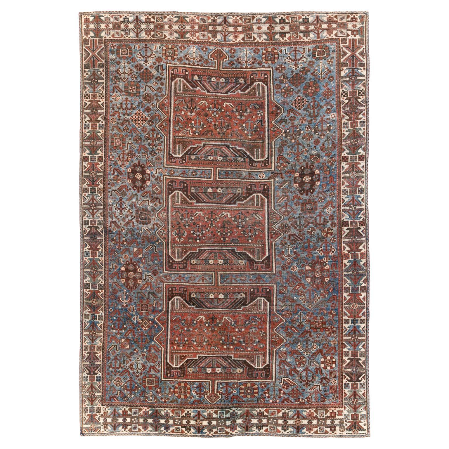 Early 20th Century Persian Shiraz Accent Carpet For Sale