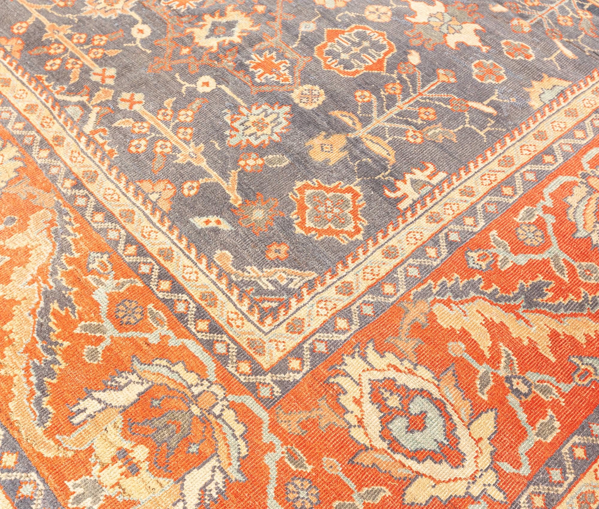 Wool Early 20th Century Persian Sultanabad Botanic Rug For Sale
