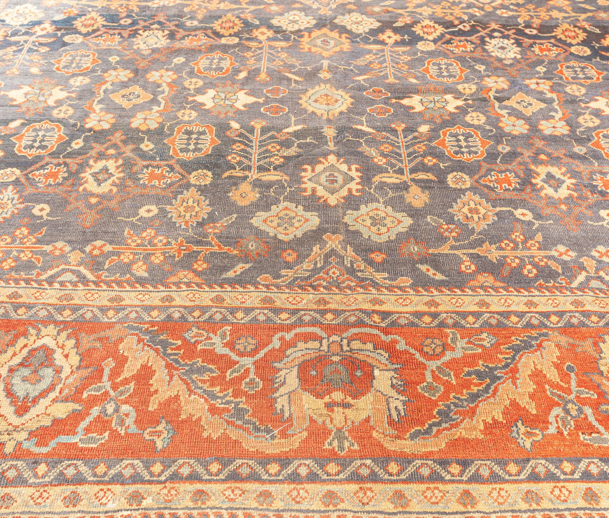 Early 20th Century Persian Sultanabad Botanic Rug For Sale 2