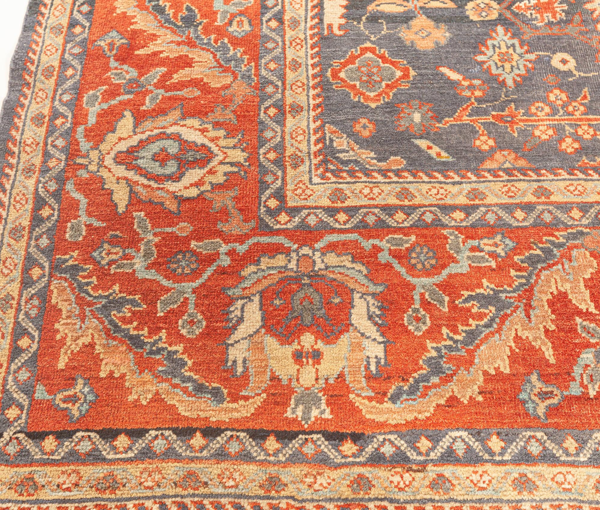 Early 20th Century Persian Sultanabad Botanic Rug For Sale 3
