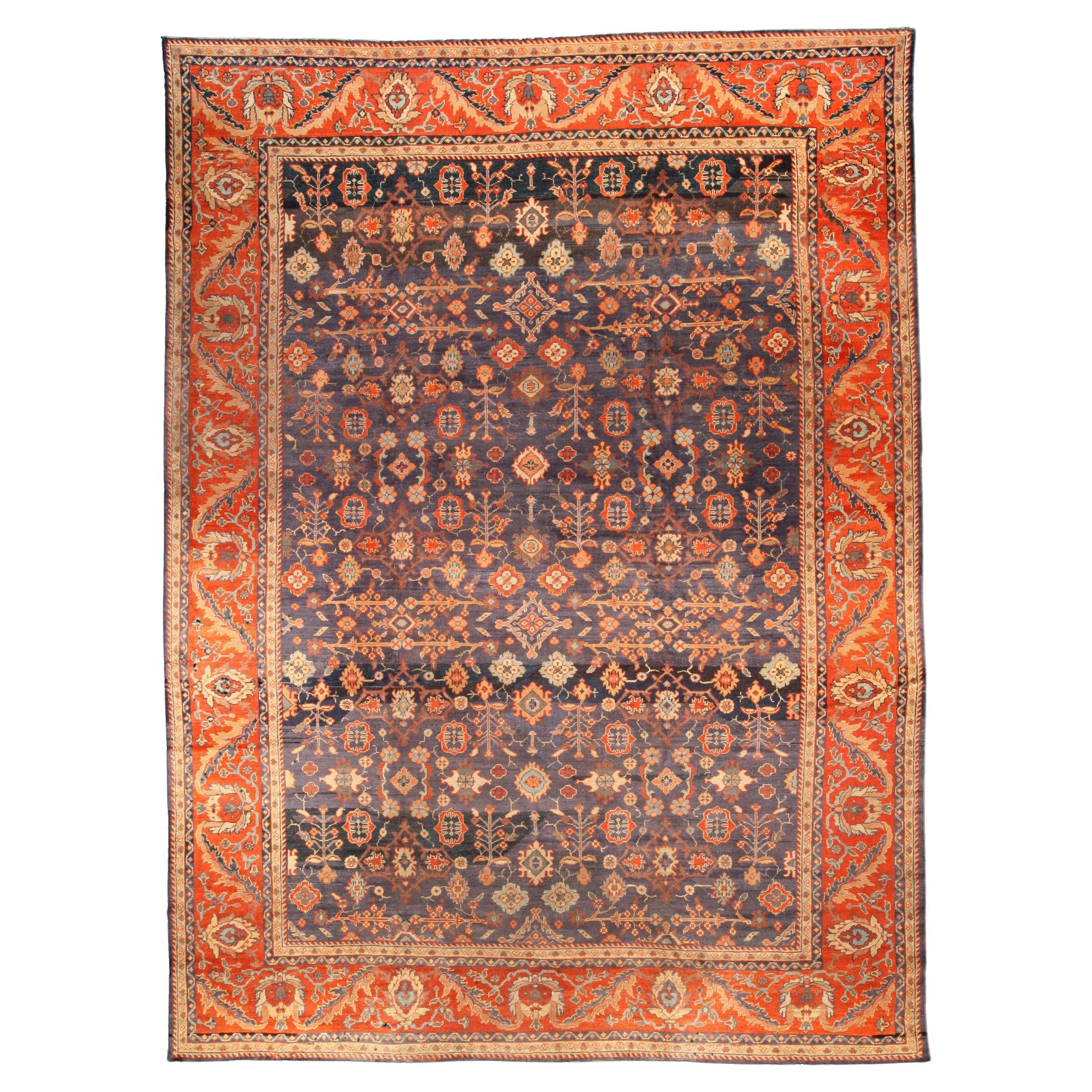 Early 20th Century Persian Sultanabad Botanic Rug For Sale