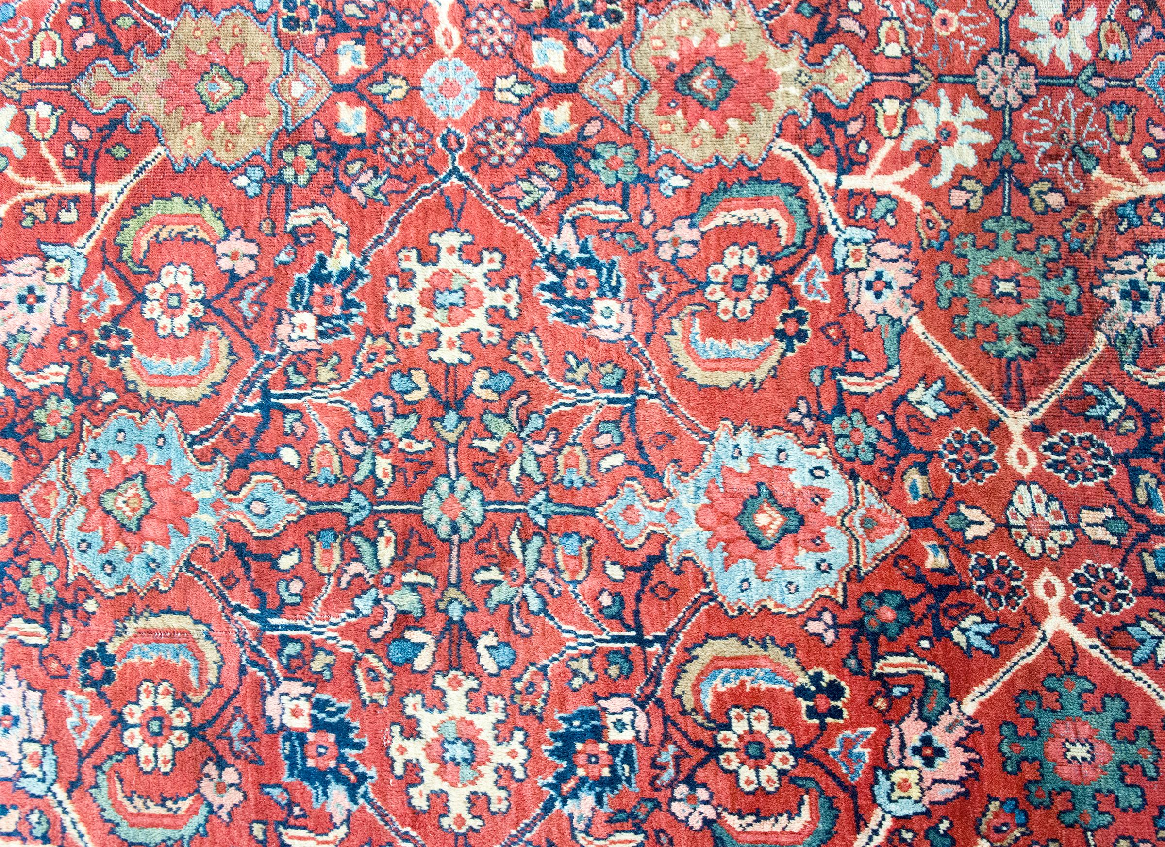 Lana Tappeto persiano Sultanabad Rugs dei primi del Novecento in vendita