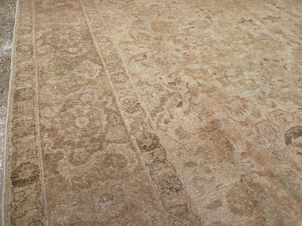 Hand-Knotted Early 20th Century Persian Tabriz Accent Carpet For Sale