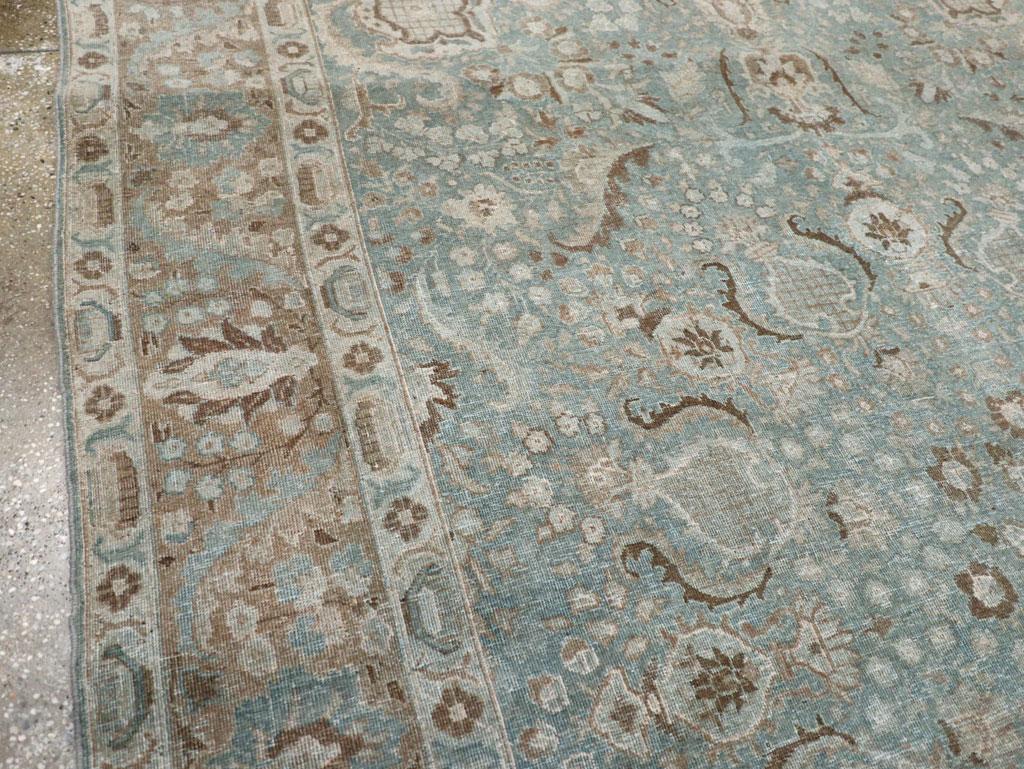 Hand-Knotted Early 20th Century Persian Tabriz Accent Carpet For Sale