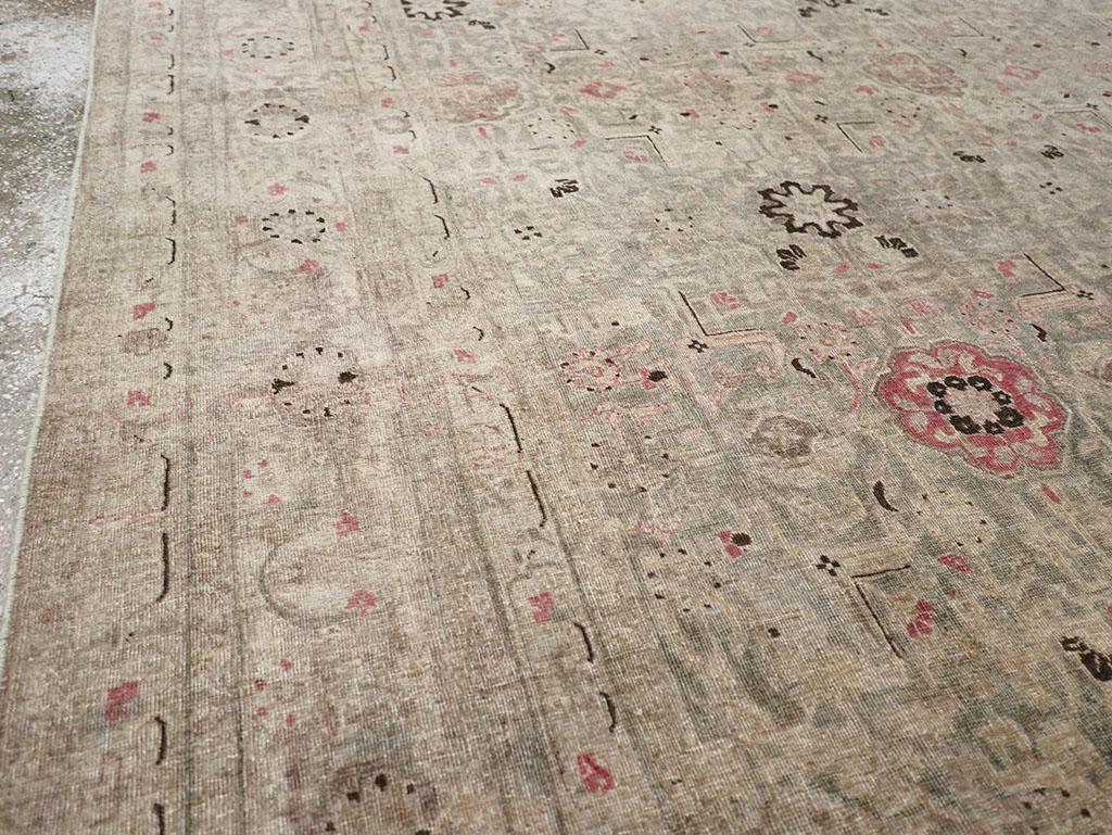 Hand-Knotted Early 20th Century Persian Tabriz Accent Carpet For Sale