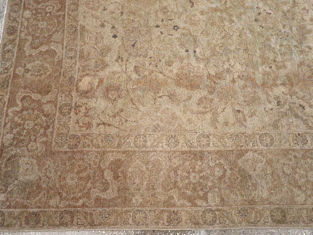Wool Early 20th Century Persian Tabriz Accent Carpet For Sale