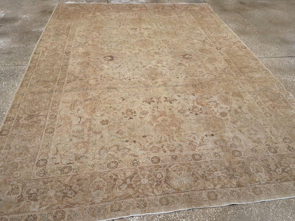 Early 20th Century Persian Tabriz Accent Carpet For Sale 1