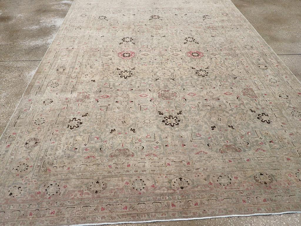 Early 20th Century Persian Tabriz Accent Carpet For Sale 1