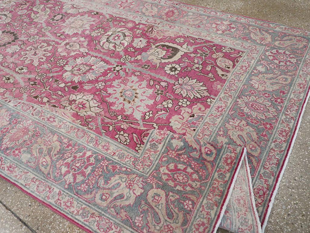Early 20th Century Persian Tabriz Accent Carpet For Sale 2