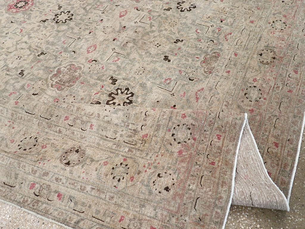 Early 20th Century Persian Tabriz Accent Carpet For Sale 2