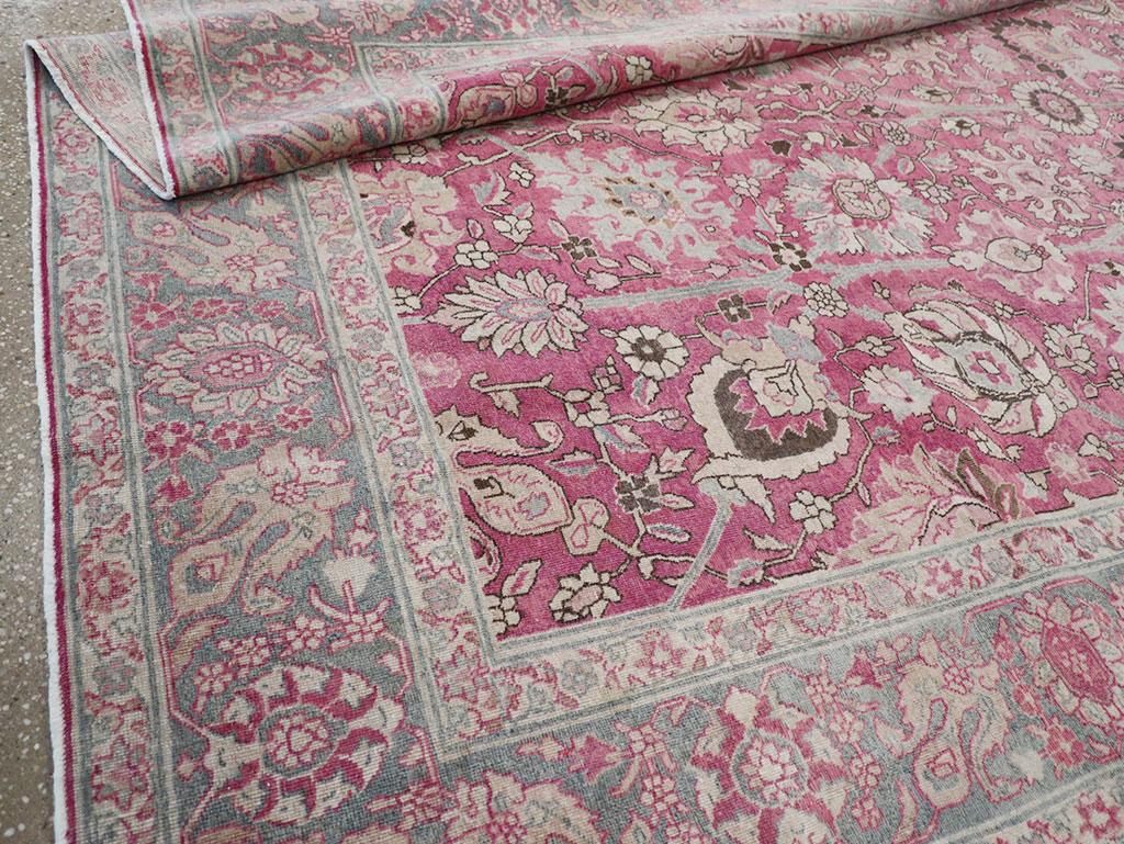 Early 20th Century Persian Tabriz Accent Carpet For Sale 3