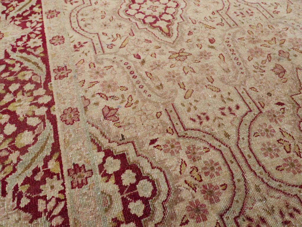 Hand-Knotted Early 20th Century Persian Tabriz Accent Rug For Sale
