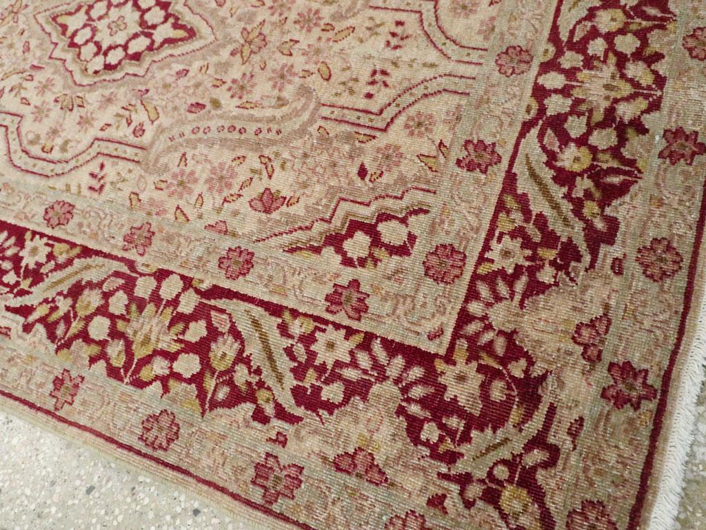 Early 20th Century Persian Tabriz Accent Rug For Sale 1
