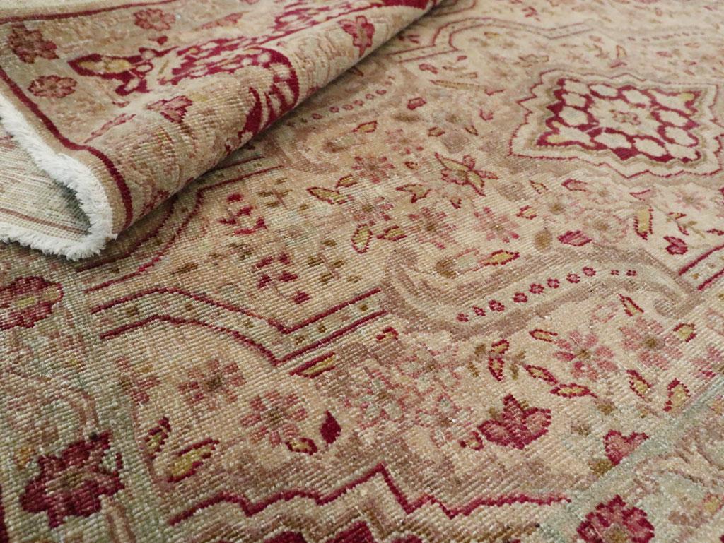 Early 20th Century Persian Tabriz Accent Rug For Sale 2