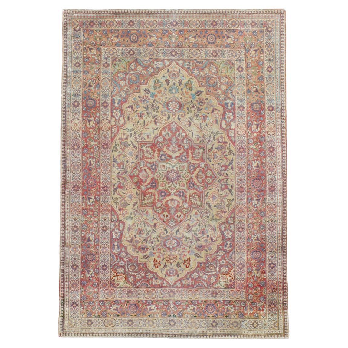Tappeto da salotto persiano Tabriz dei primi del Novecento