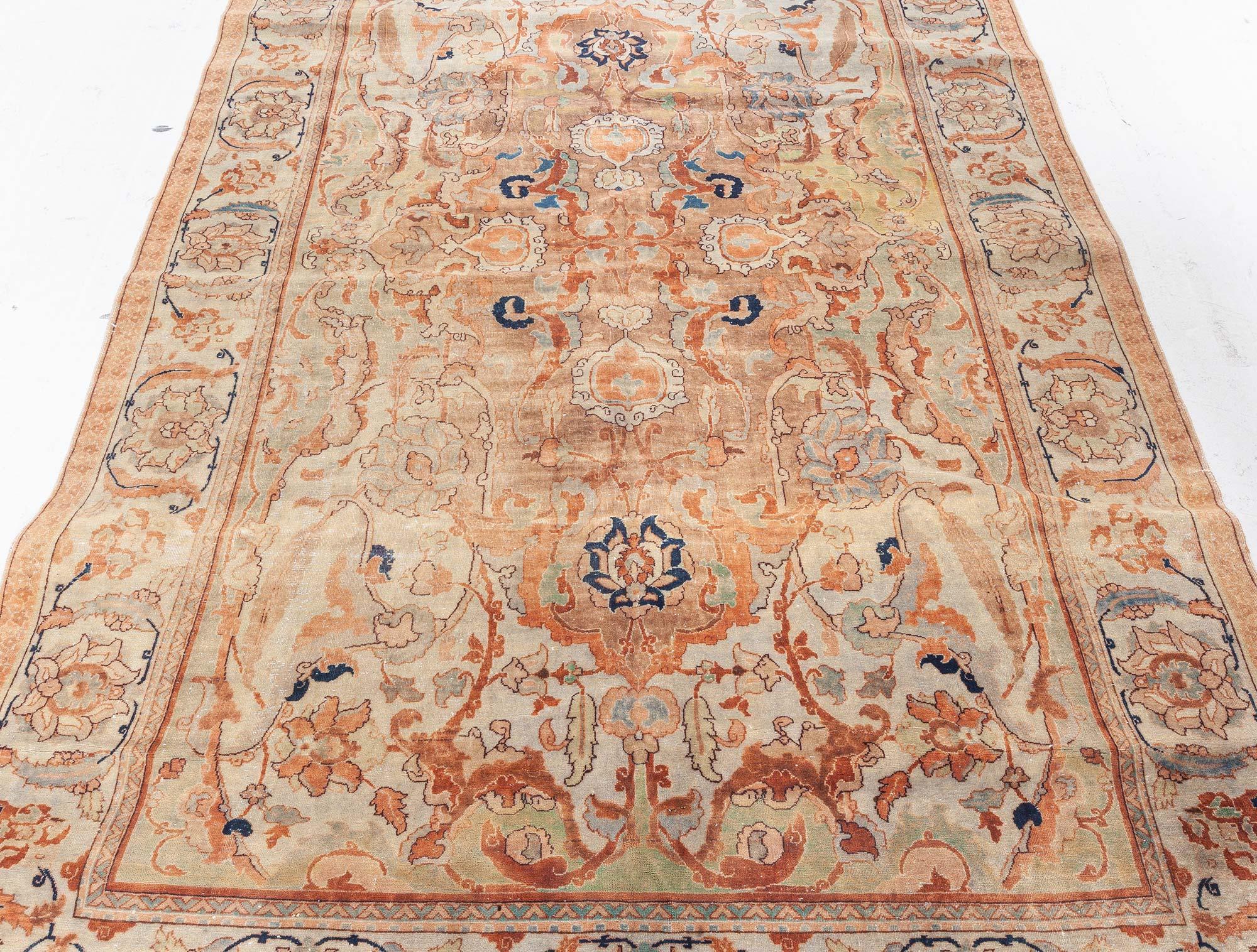 Hand-Knotted Early 20th Century Persian Tabriz Botanic Rug For Sale