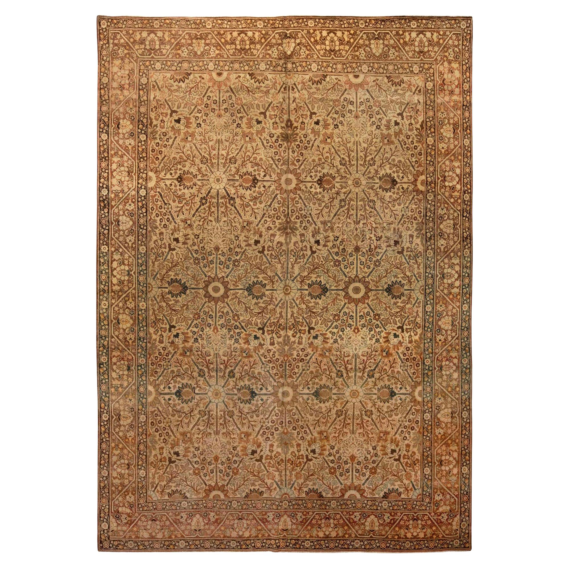 Early 20th Century Persian Tabriz Handmade Wool Rug For Sale