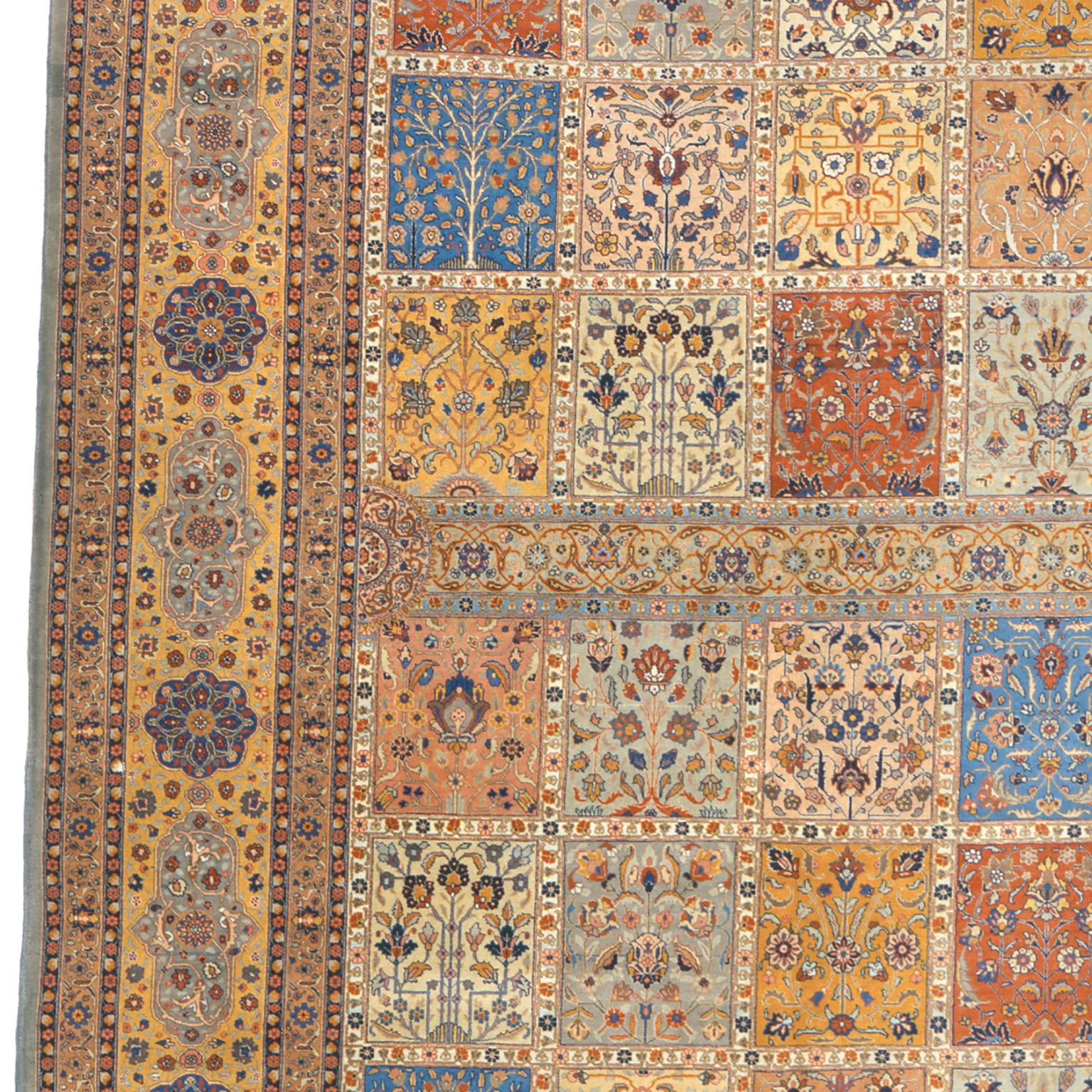 Wool Early 20th Century Persian Tabriz Garden Design Rug For Sale