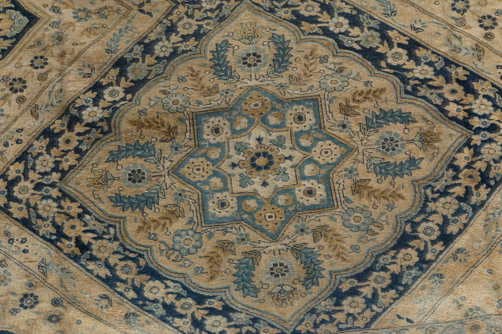 Authentic Early 20th century Persian Tabriz handmade carpet
Size: 9'9