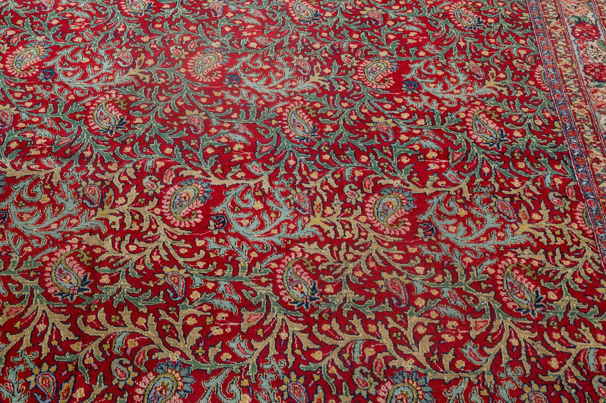 Early 20th century Persian Tabriz red handmade wool carpet
Size: 6'7