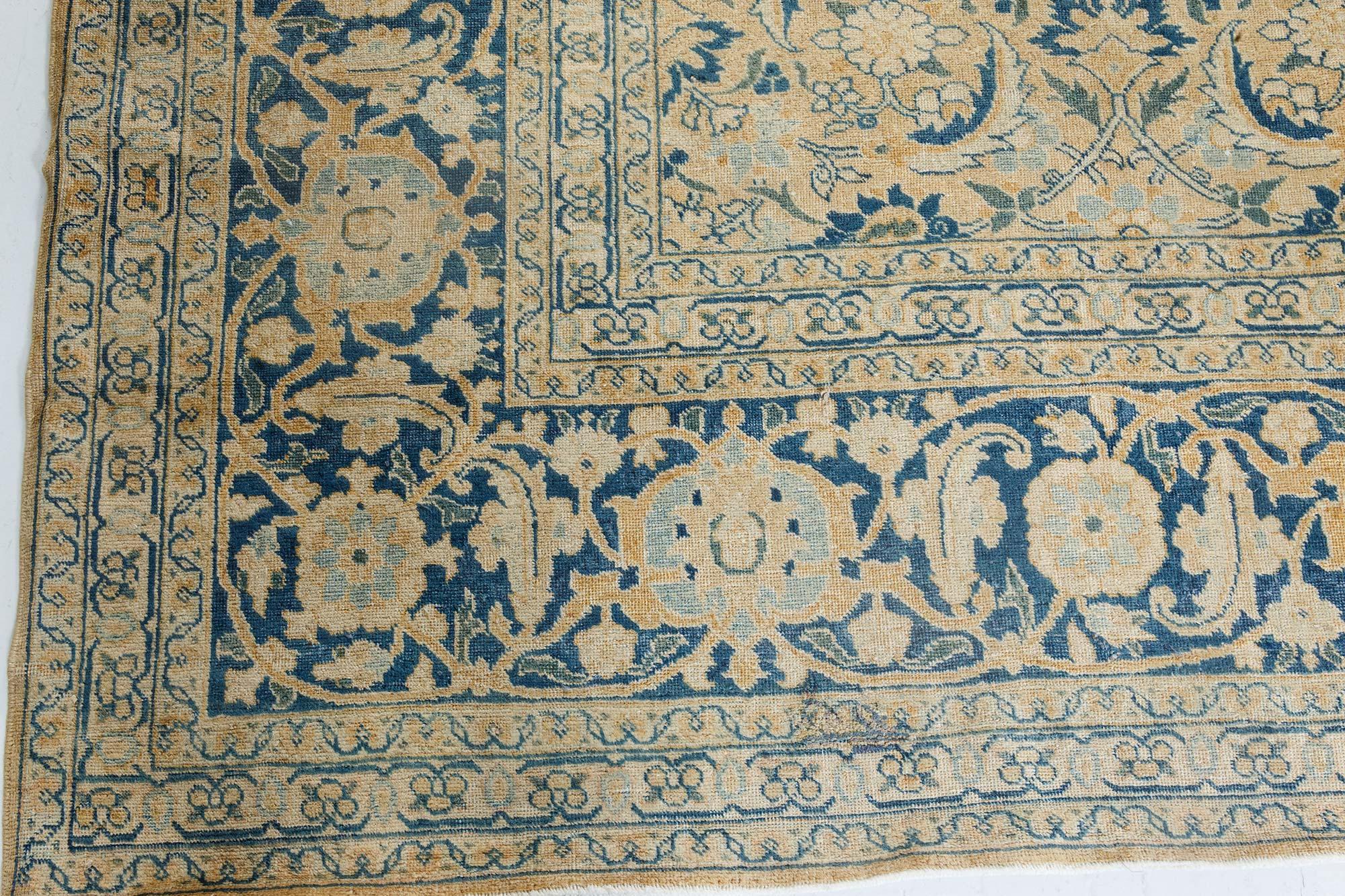 Lana Doris Leslie Blau Tappeto di lana persiano Tabriz fatto a mano dell'inizio del XX secolo in vendita