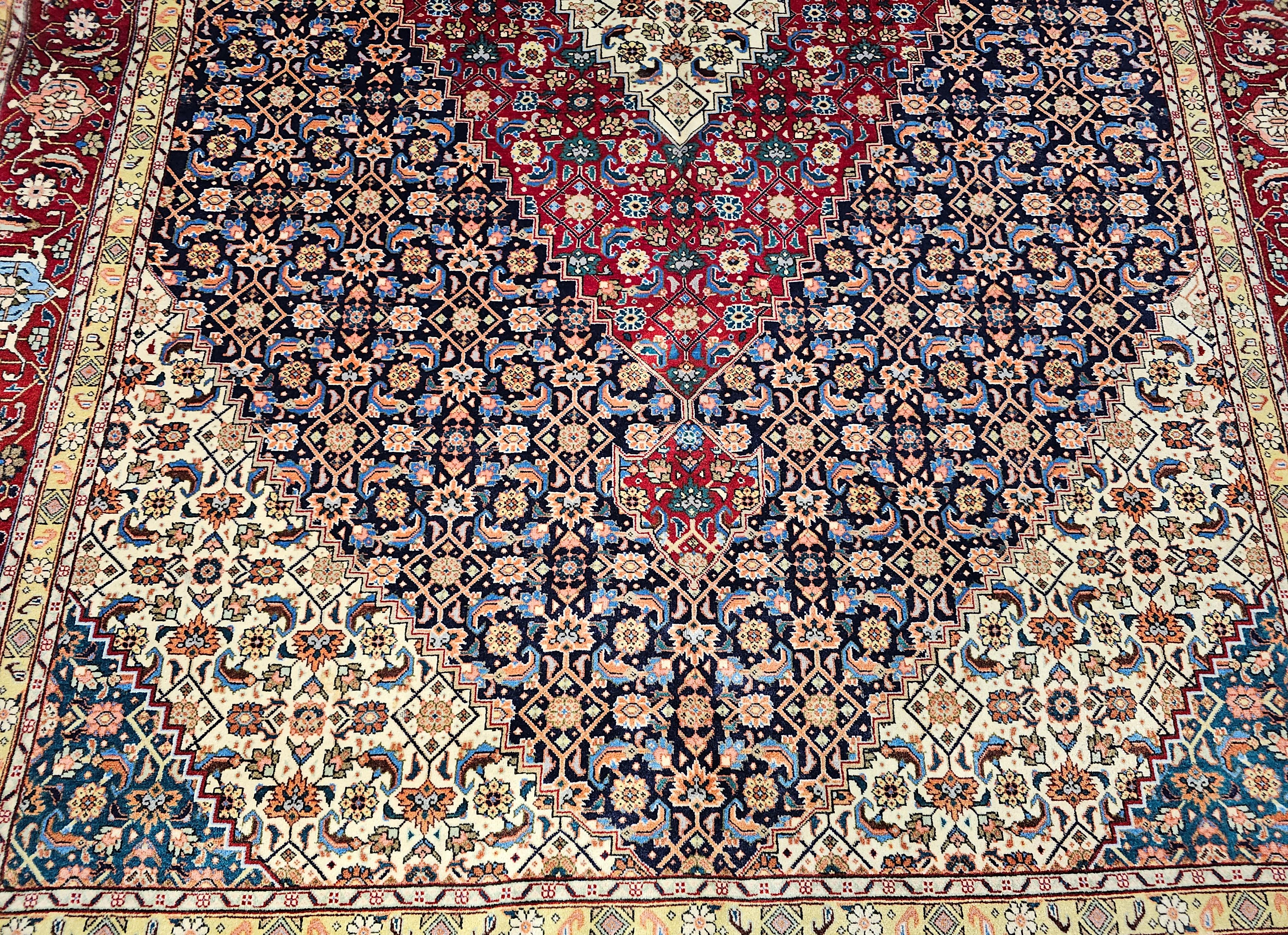Lana Tappeto Tabriz Mahi persiano dei primi del Novecento con motivi geometrici in vendita