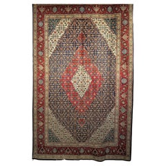 Frühes 20. Jahrhundert Persisch Tabriz Mahi Zimmer Größe Teppich In Geometrische Muster