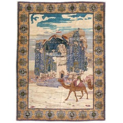 Tapis pictural persan de Tabriz du début du XXe siècle d'appoint