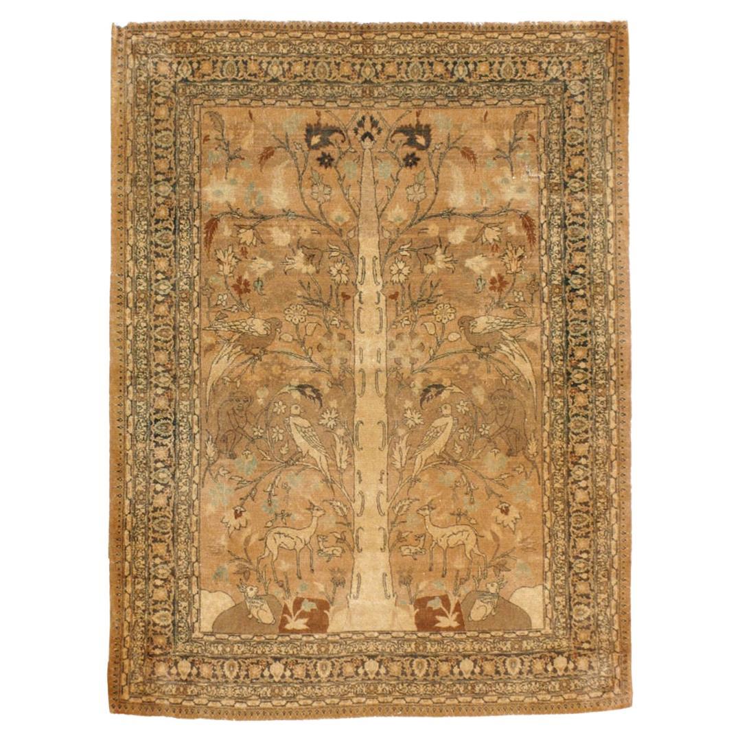 Alfombra de acento pictórica persa Tabriz de principios del siglo XX en venta