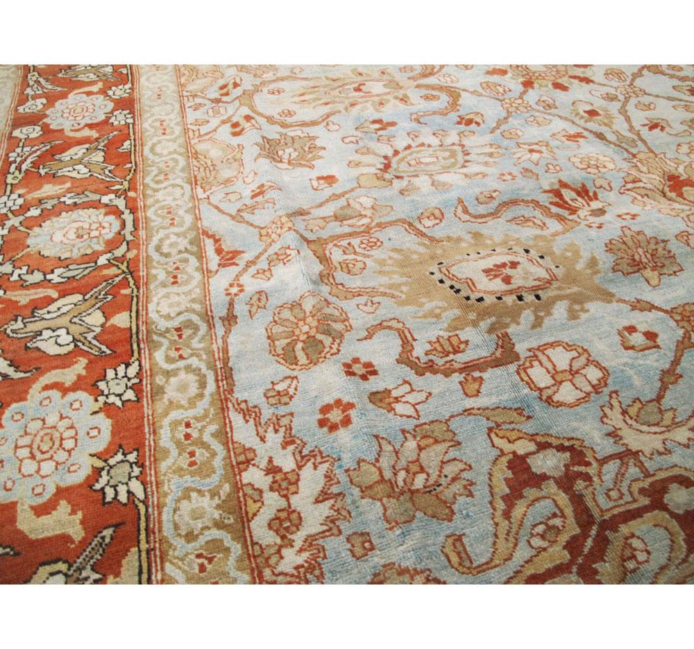 Wool Early 20th Century Persian Tabriz Room Size Carpet in Red, Blue, and Grey For Sale