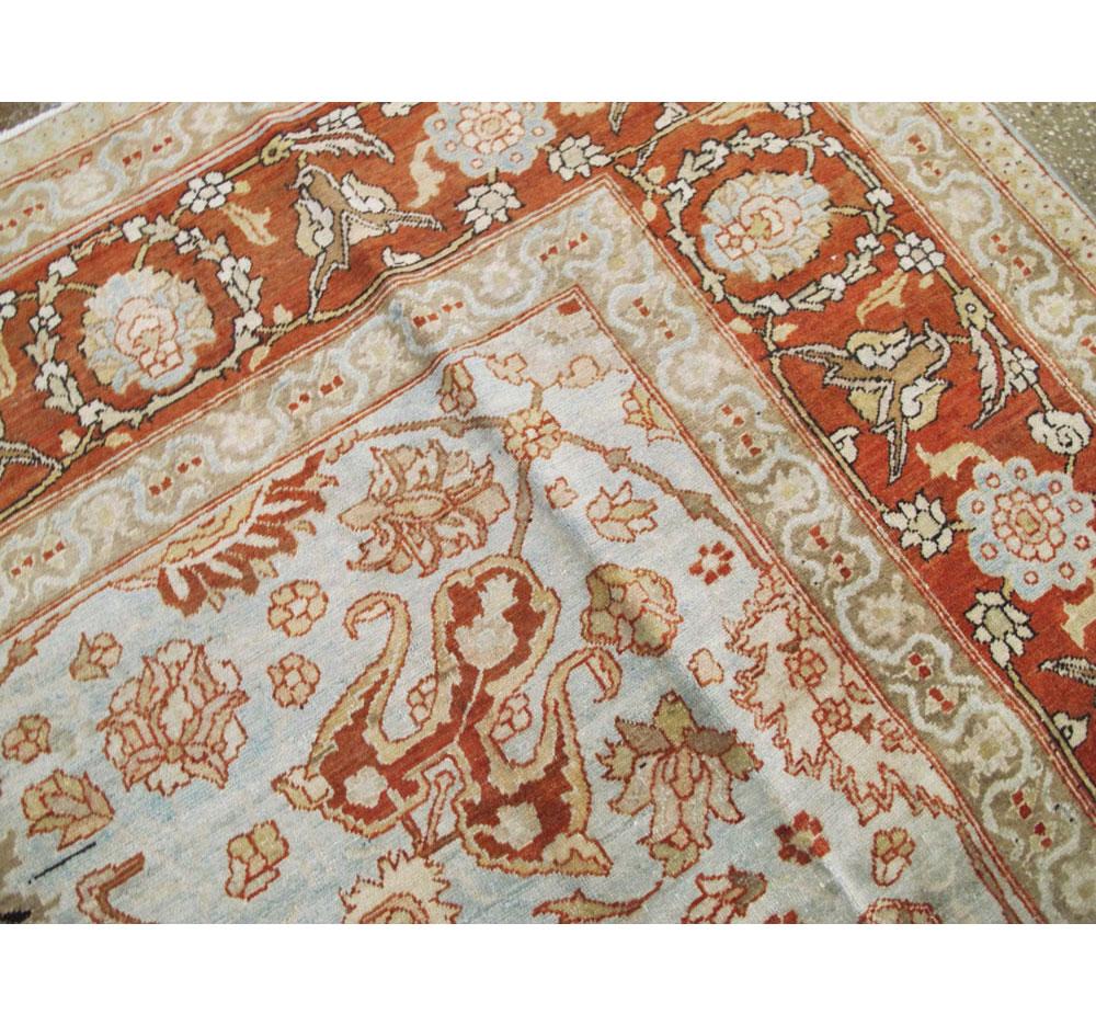 Early 20th Century Persian Tabriz Room Size Carpet in Red, Blue, and Grey For Sale 1