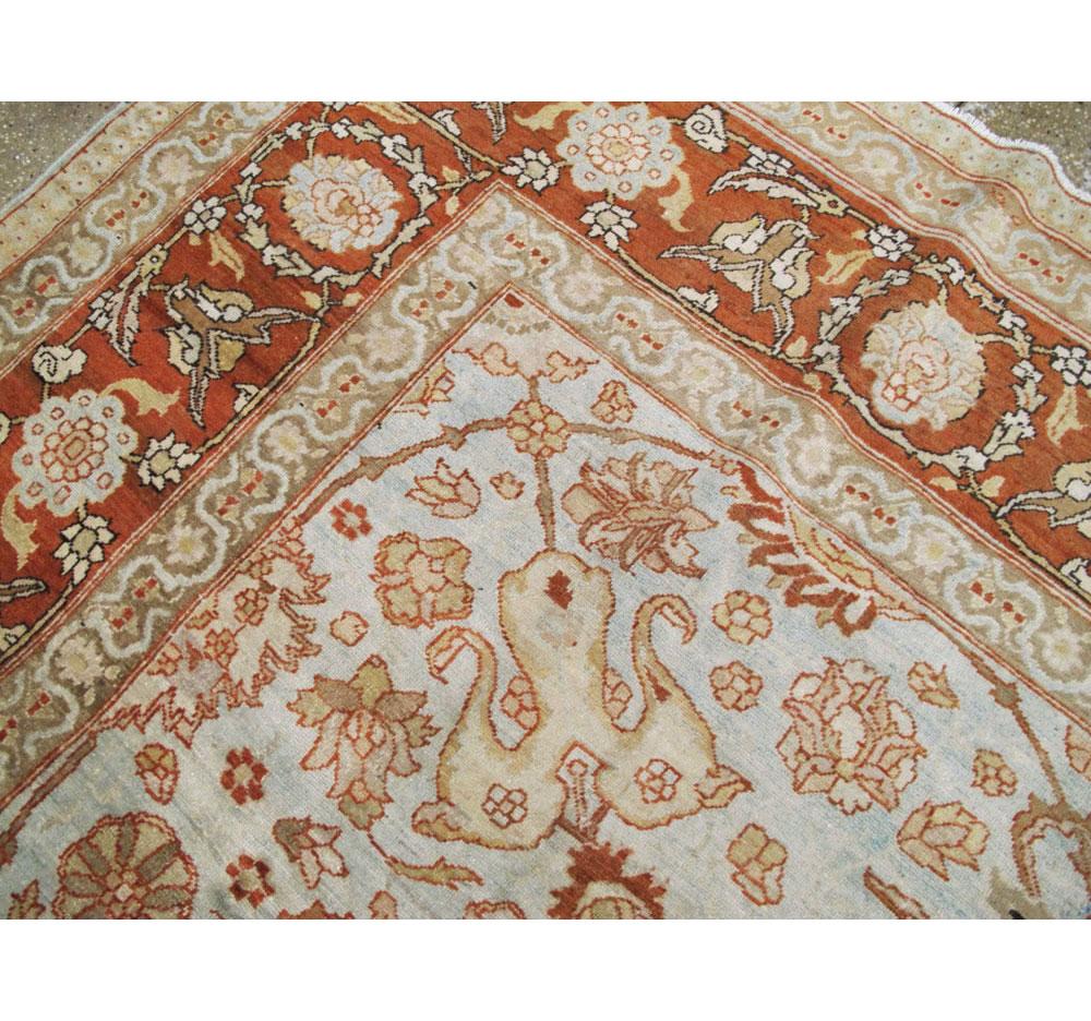 Early 20th Century Persian Tabriz Room Size Carpet in Red, Blue, and Grey For Sale 2