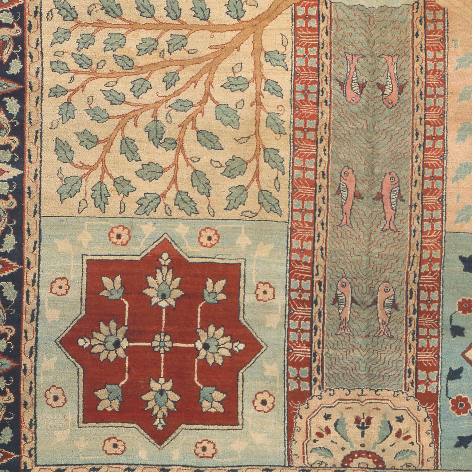 Annodato a mano Tappeto persiano Tabriz dei primi del Novecento in vendita