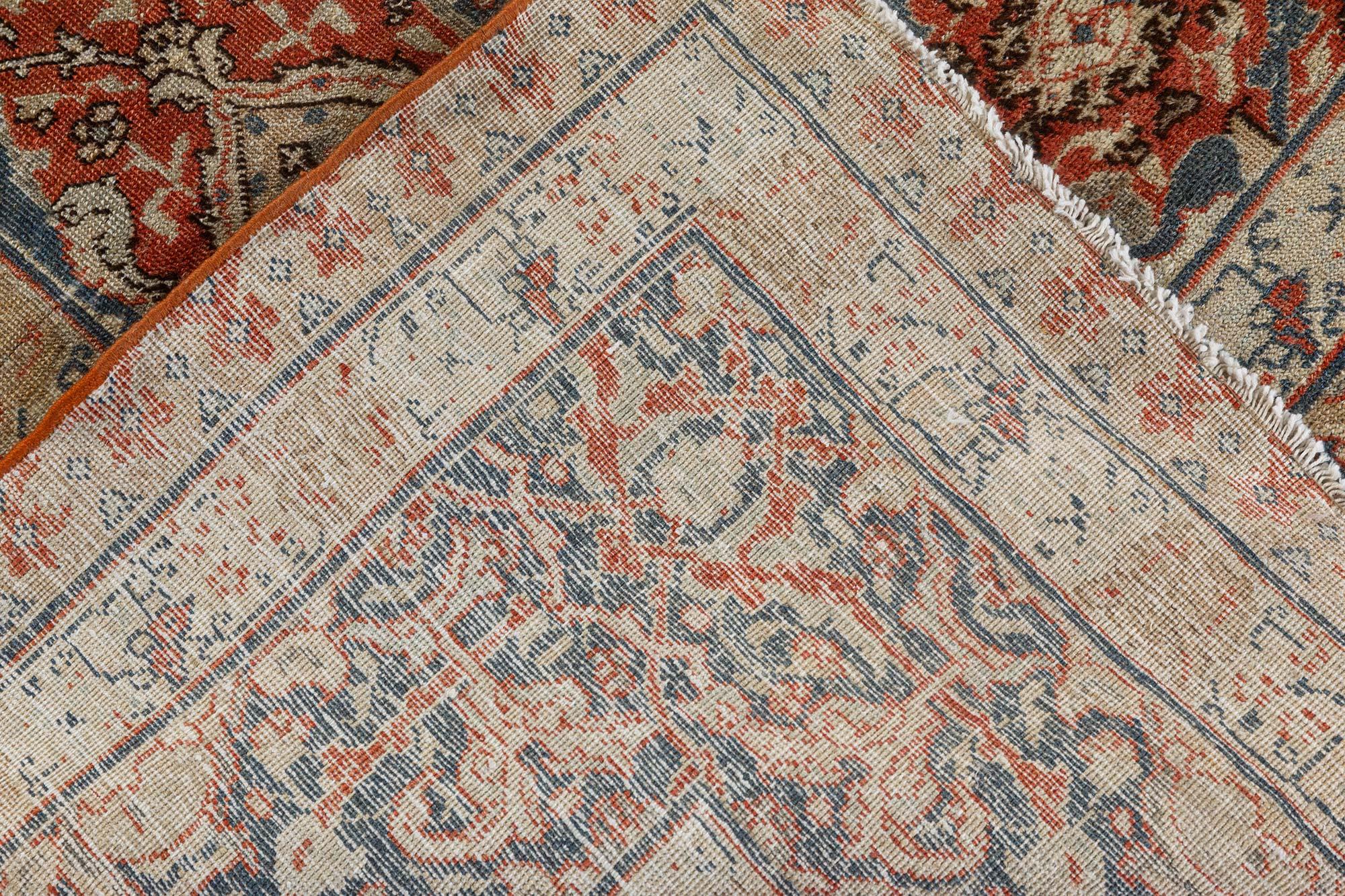 Early 20th Century Persian Tabriz Handmade Wool Rug For Sale 4
