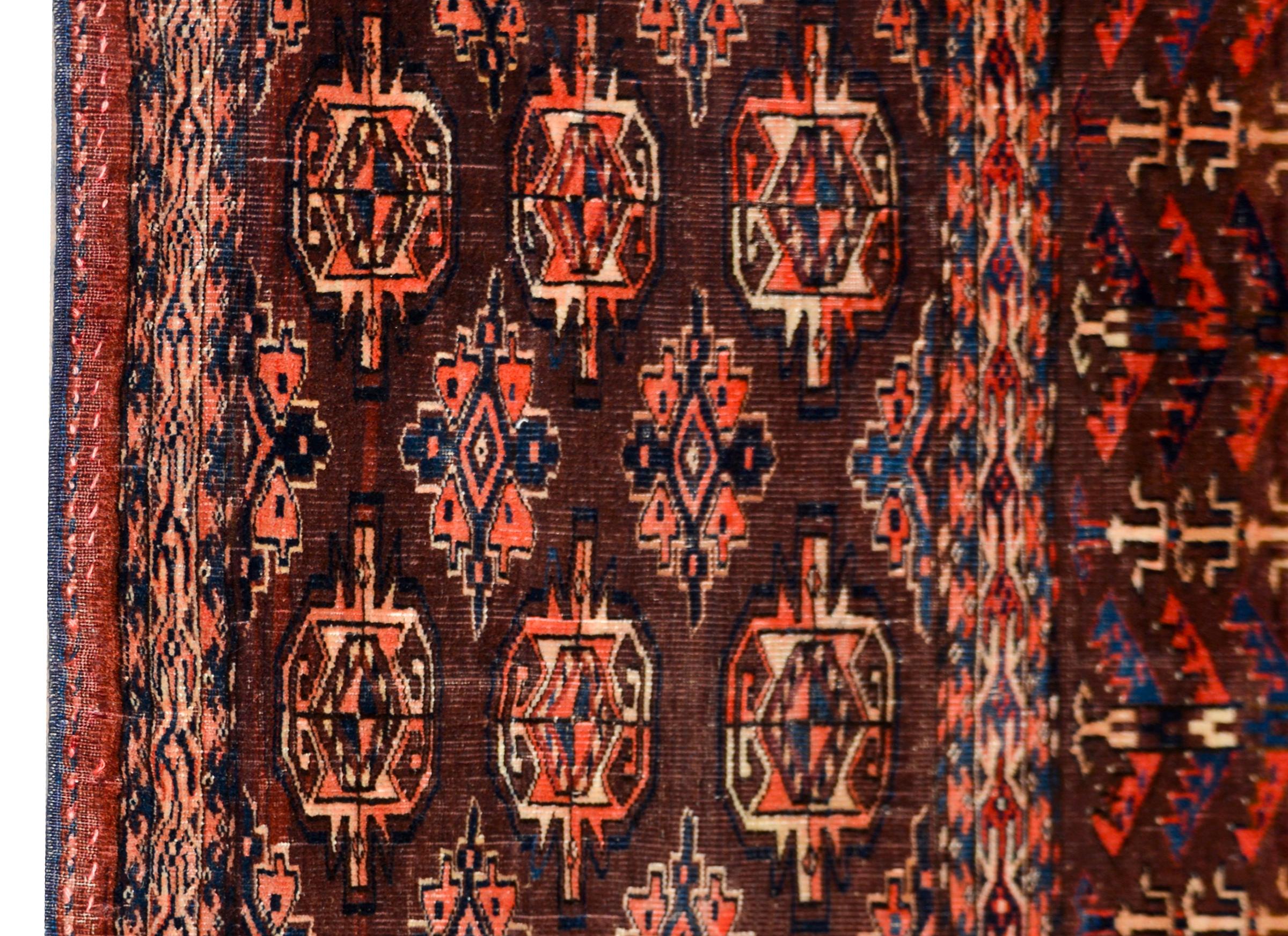 Tribal Early 20th Century Persian Teke Rug For Sale