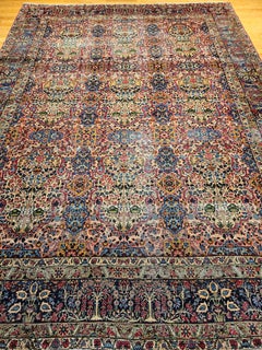 Antique Persian Kerman Lavar Oversize Rug, Tree of Life Design, Wool, 1900s
